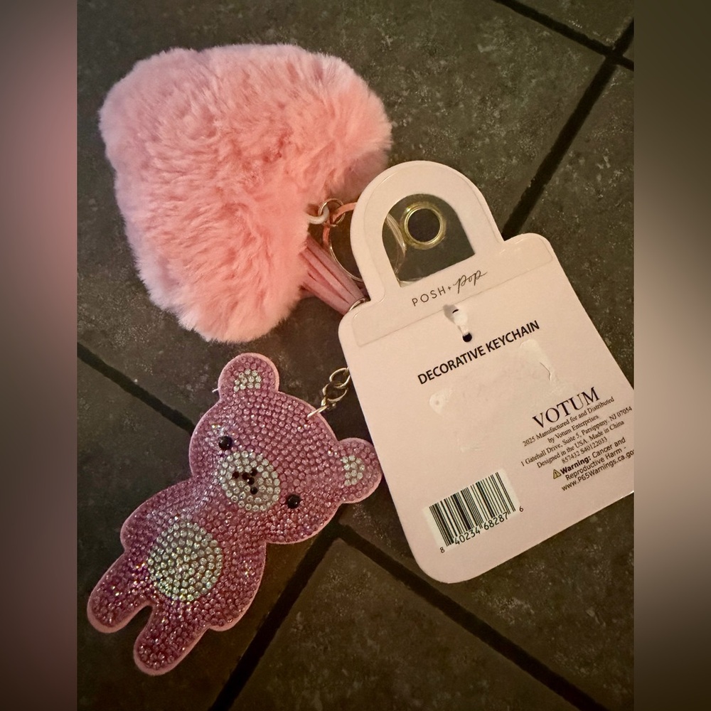 Pink Bear/Heart Bag Charm NWT - Picture 3 of 3